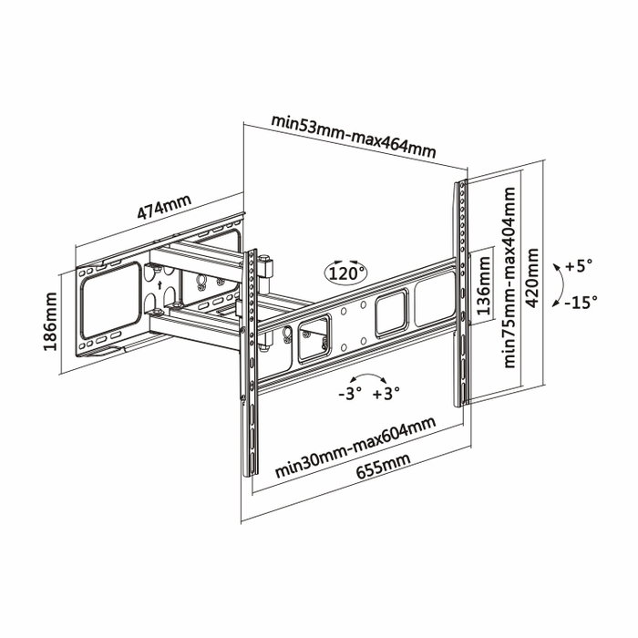 Aisens Soporte de Pared WT70TSLE-023 Giratorio e Inclinable para TV/Monitor 37-70 pulgadas